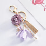 Small Fresh Key Chain Cloth Art Flower Tassel Bag Pendant Gift