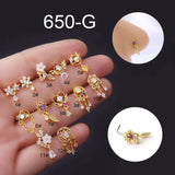 Flower Tassels CZ Nose Stud 20G Indian Piercing