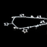 Rhinestone Beach Silver Plated Anklet Star CZ Foot Chain