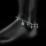 Rhinestone Beach Silver Plated Anklet Star CZ Foot Chain