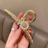 Alloy Cross Ribbon Texture Rhinestone Sunflower Hair Clips