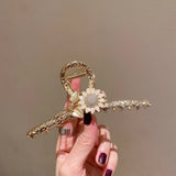 Alloy Cross Ribbon Texture Rhinestone Sunflower Hair Clips