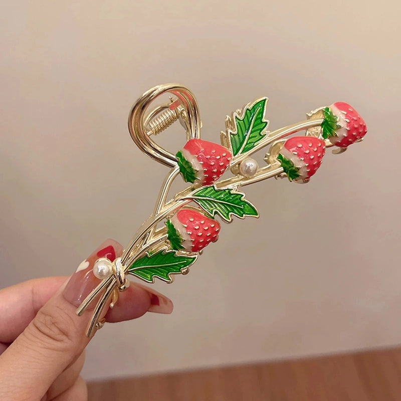 Large Strawberry Hair Claw Metal Ponytail Hair Clip