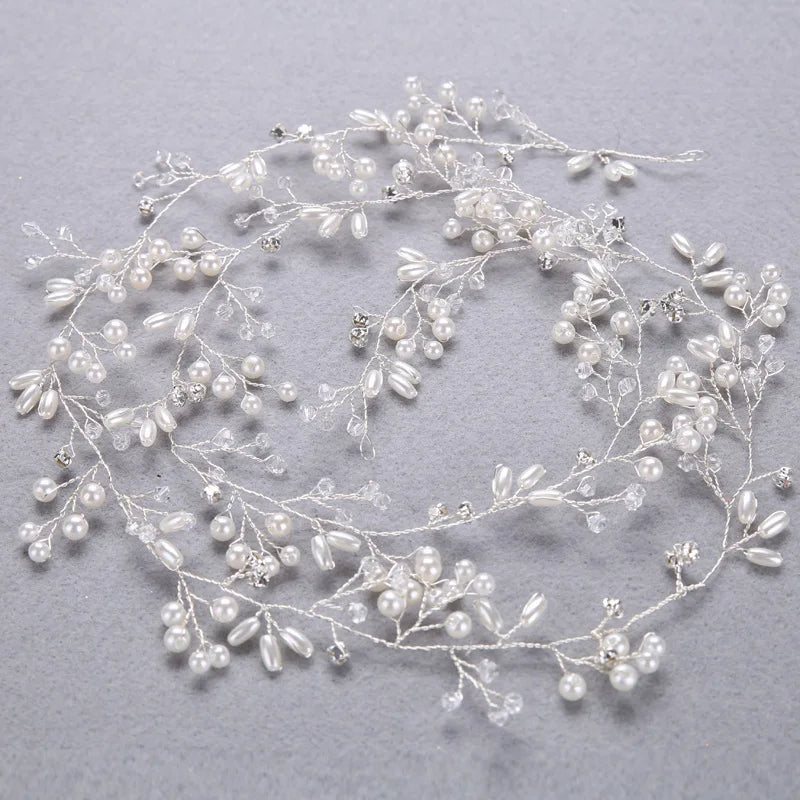 Leaf Zircon Hairband Princess Engagement Headband Wedding Pearl Headdress