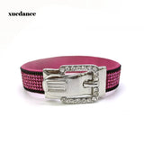 Leather Wrap Wristband Cuff Punk Crystal Rhinestone Bracelet Bangles