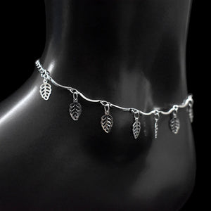 925 Sterling Silver Leaf Pendant Anklet Bracelet For Women