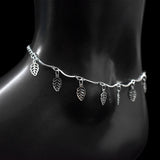 925 Sterling Silver Leaf Pendant Anklet Bracelet For Women