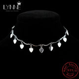 925 Sterling Silver Leaf Pendant Anklet Bracelet For Women