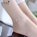 925 Sterling Silver Leaf Pendant Anklet Bracelet For Women