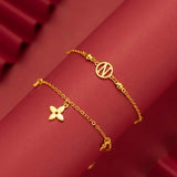 Vintage 18K Letter Star Pendant Bracelet for Woman