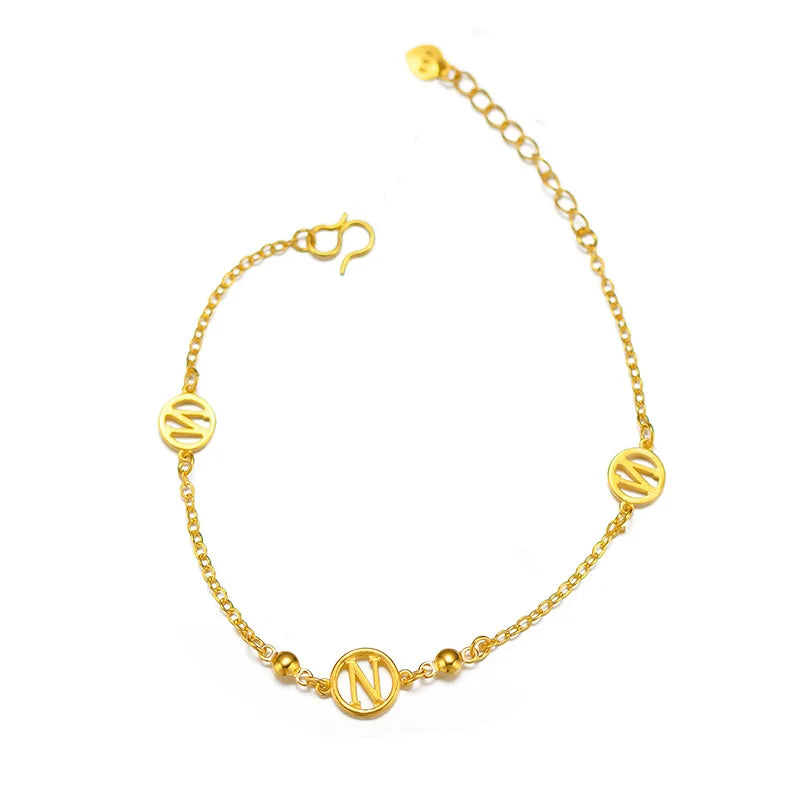 Vintage 18K Letter Star Pendant Bracelet for Woman