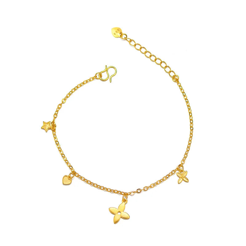 Letter Star Pendant Bracelet Vintage 18K Jewelry Accessories