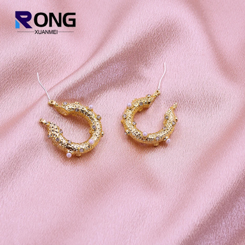 Vintage U-Shaped Pearl Earrings for Women