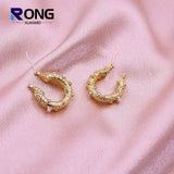 Vintage U-Shaped Pearl Earrings for Women