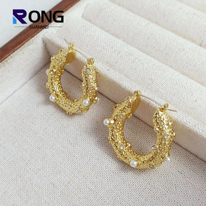 Vintage U-Shaped Pearl Earrings for Women