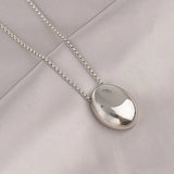 Exaggerated Titanium Steel Oval Pendant Necklace Women's Long Sweater Chain