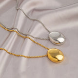Exaggerated Titanium Steel Oval Pendant Necklace Women's Long Sweater Chain