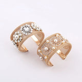 Metal Mesh Pearl Rhinestone Bracelet for Ladies