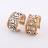Metal Mesh Pearl Rhinestone Bracelet for Ladies