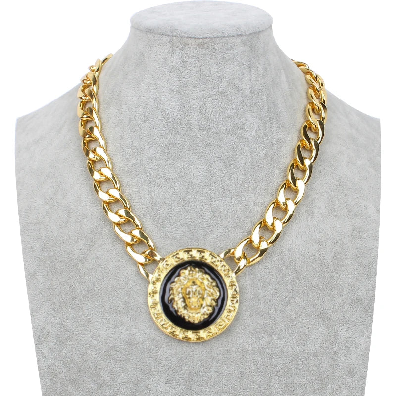 Lion Heads Pendants Necklaces Punk Chain Men Necklace