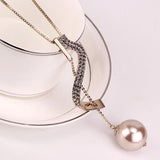 Geometric Pearl Sweater Chain Zircon Crystal Necklace