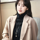 Geometric Pearl Sweater Chain Zircon Crystal Necklace