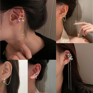 Long Tassel Butterfly Ear Cuffs Earrings Ear Clips Ear Wrap Around Earrings
