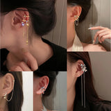 Long Tassel Butterfly Ear Cuffs Earrings Ear Clips Ear Wrap Around Earrings