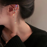 Long Tassel Butterfly Ear Cuffs Earrings Ear Clips Ear Wrap Around Earrings