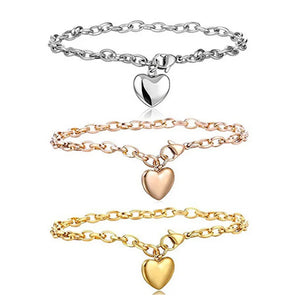 Love Heart Chain Charm Bracelet for Women Engagement