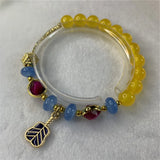 Yellow Jade Stone Pendant Bracelet 8mm Beads Lady Birthday Gift