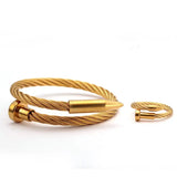 Lover's Charm Chain Link Cuff Stainless Steel Bangles