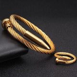 Lover's Charm Chain Link Cuff Stainless Steel Bangles