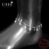 Lucky Clover&Leaf Pendant Anklets 925 Sterling Silver Bohemia Beach Charm
