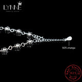925 Silver Frosted Bead Chain Plum Bracelet