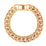 12mm Iced Out Cuban Link Chain Bracelet Silver Bling Rhinestone Jewelry