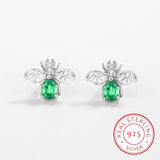 Butterfly Emerald Lady's Stud Earrings S925 Original Sterling Silver Jewelry