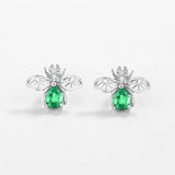 Butterfly Emerald Lady's Stud Earrings S925 Original Sterling Silver Jewelry