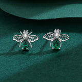 Butterfly Emerald Lady's Stud Earrings S925 Original Sterling Silver Jewelry