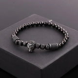 Men's CZ Pave Skull Charm Stainless Steel Stretch Bracelet