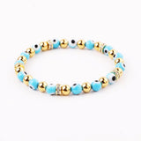 Pave Spacers Evil Eye Bracelet Stainless Steel Lucky