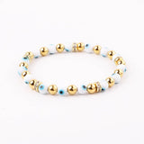 Pave Spacers Evil Eye Bracelet Stainless Steel Lucky