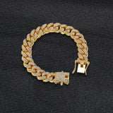 Silver Iced Cuban Link Chain Bracelet Rhinestone Jewelry