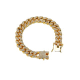 Silver Iced Cuban Link Chain Bracelet Rhinestone Jewelry