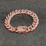Iced Out Cuban Link Chain Bracelet for Women Men