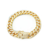 Iced Out Cuban Link Chain Bracelet for Women Men