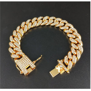 Iced Out Cuban Link Chain Bracelet for Women Men