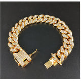 Iced Out Cuban Link Chain Bracelet for Women Men