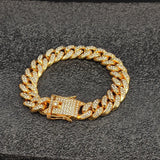 Iced Out Cuban Link Chain Bracelet for Women Men