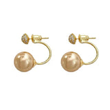 Champagne Pearl Zirconia Ball Earrings
